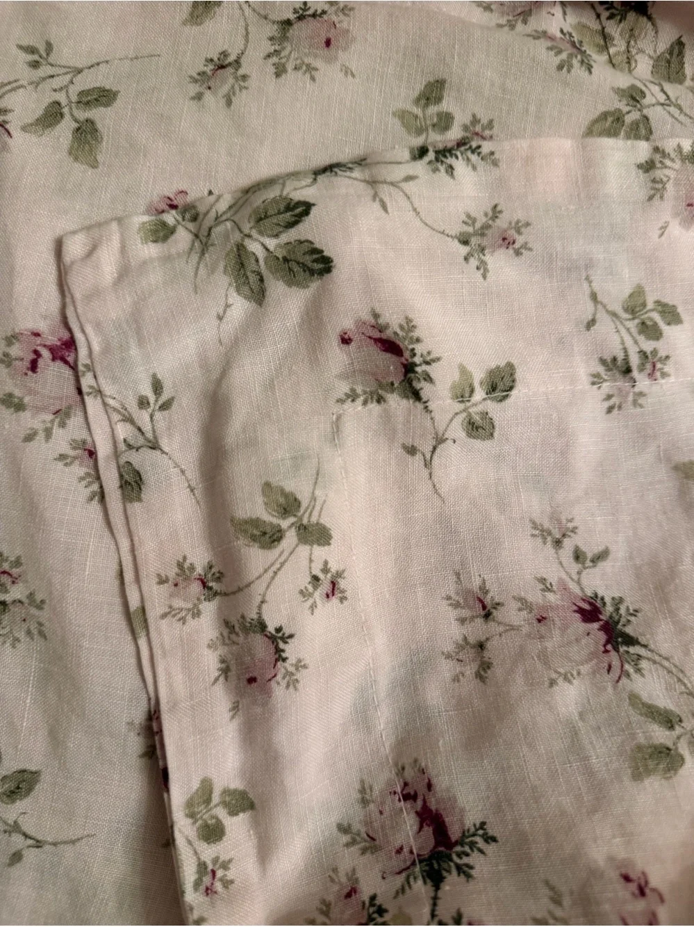 Vintage Bella Notte linen light rose/pale pink PAIR OF STANDARD SHAMS 2” flange